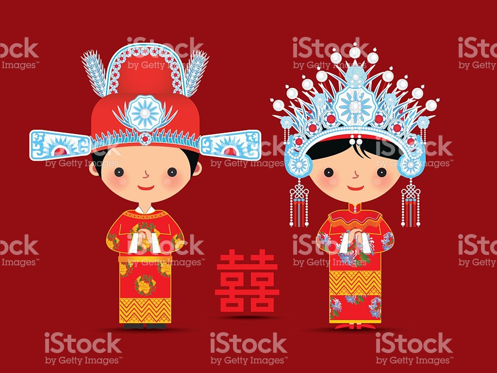 chinese-bride-and-groom-cartoon-wedding-vector-id502181524