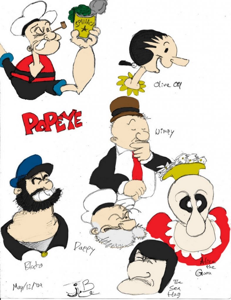 Colored Popeye Characters picture, Colored Popeye Characters wallpaper