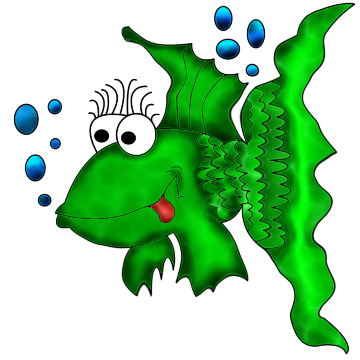 green cartoon fish